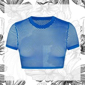 SKIMS Perforated Seamless Cropped T-Shirt in Cobalt size S NWT!
